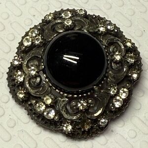 16.)Vintage Black and Silver Brooch Vintage. Sterling marked. Heavy